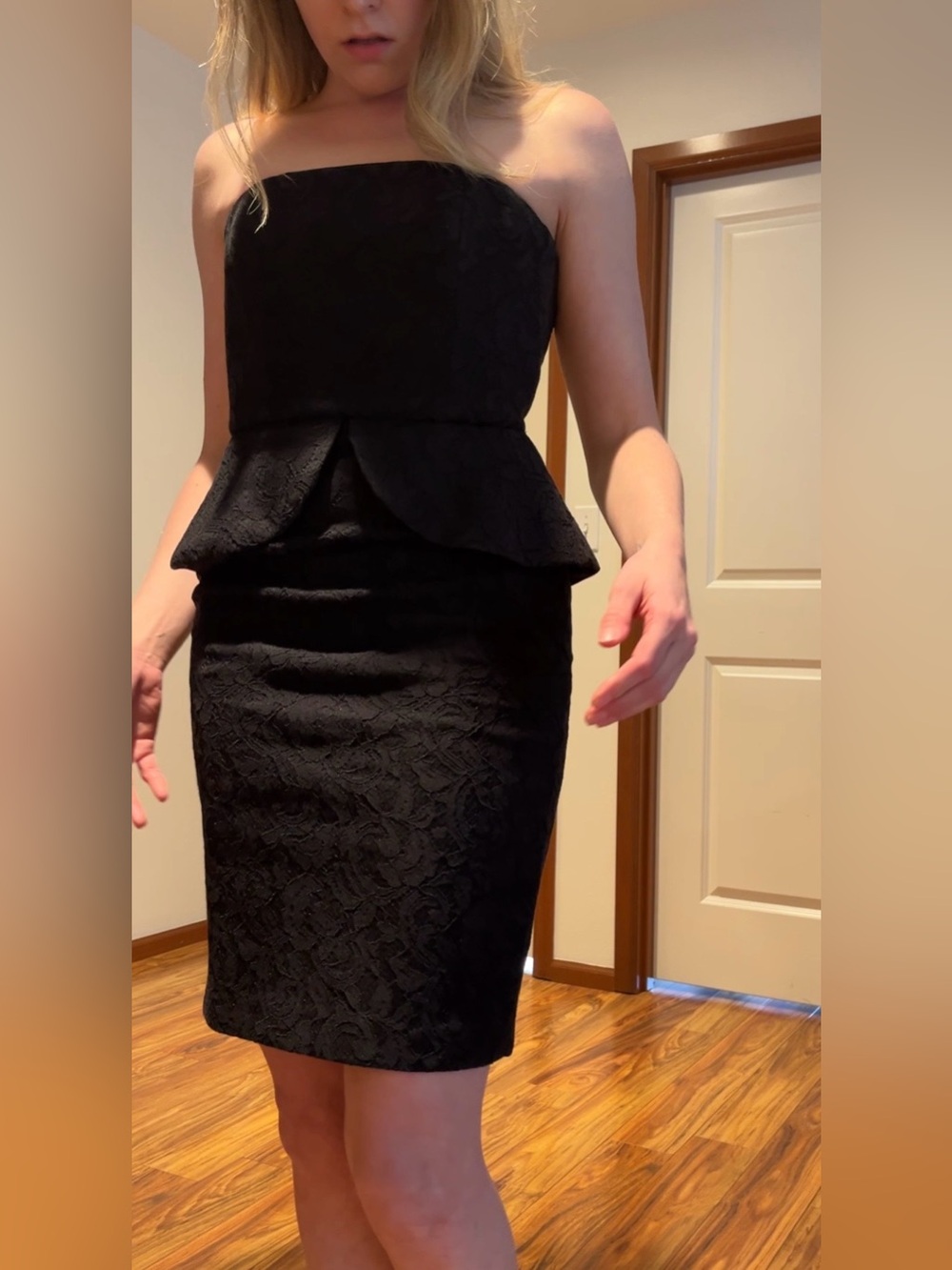 White House Black Market - Strapless Black Peplum Dress - Classic Evening Wear